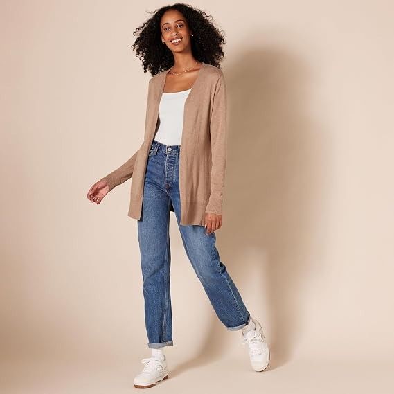 Beige Open-Front Cardigan image 5
